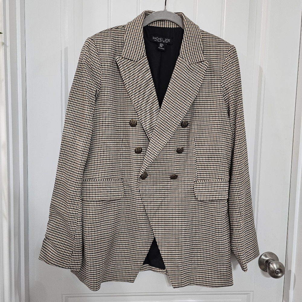 Rachel Zoe Double Breasted Blazer Size Medium, Houndstooth